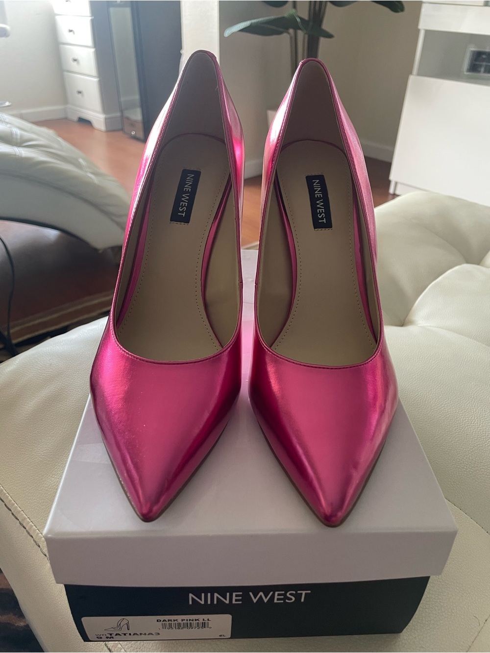 Nine West Metallic Fuchsia Pointed-Toe Stilettos - Picture 2 of 6